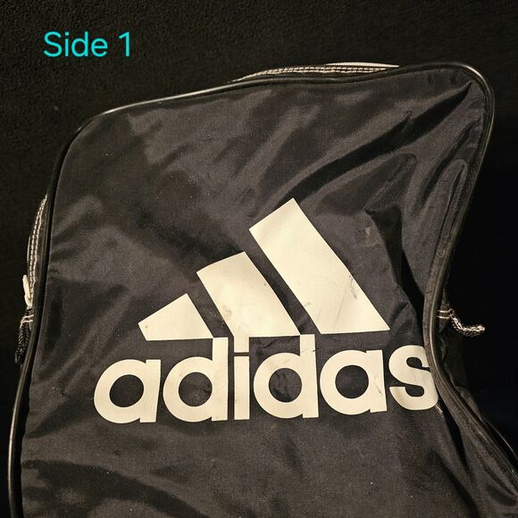 VTG Y2K Adidas Distressed Spell Out Big Logo Handled Duffel Weekender/Gym Bag - Picture 6 of 14